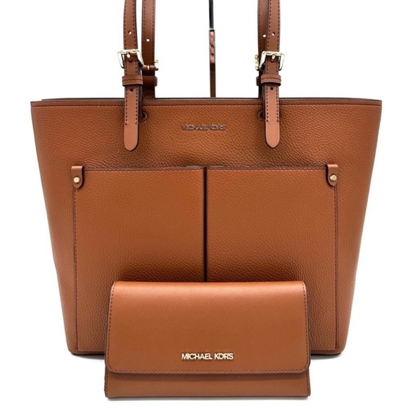 Michael Kors Jet Set Medium Pocket Tote Bag & LargeTrifold Wallet Luggage